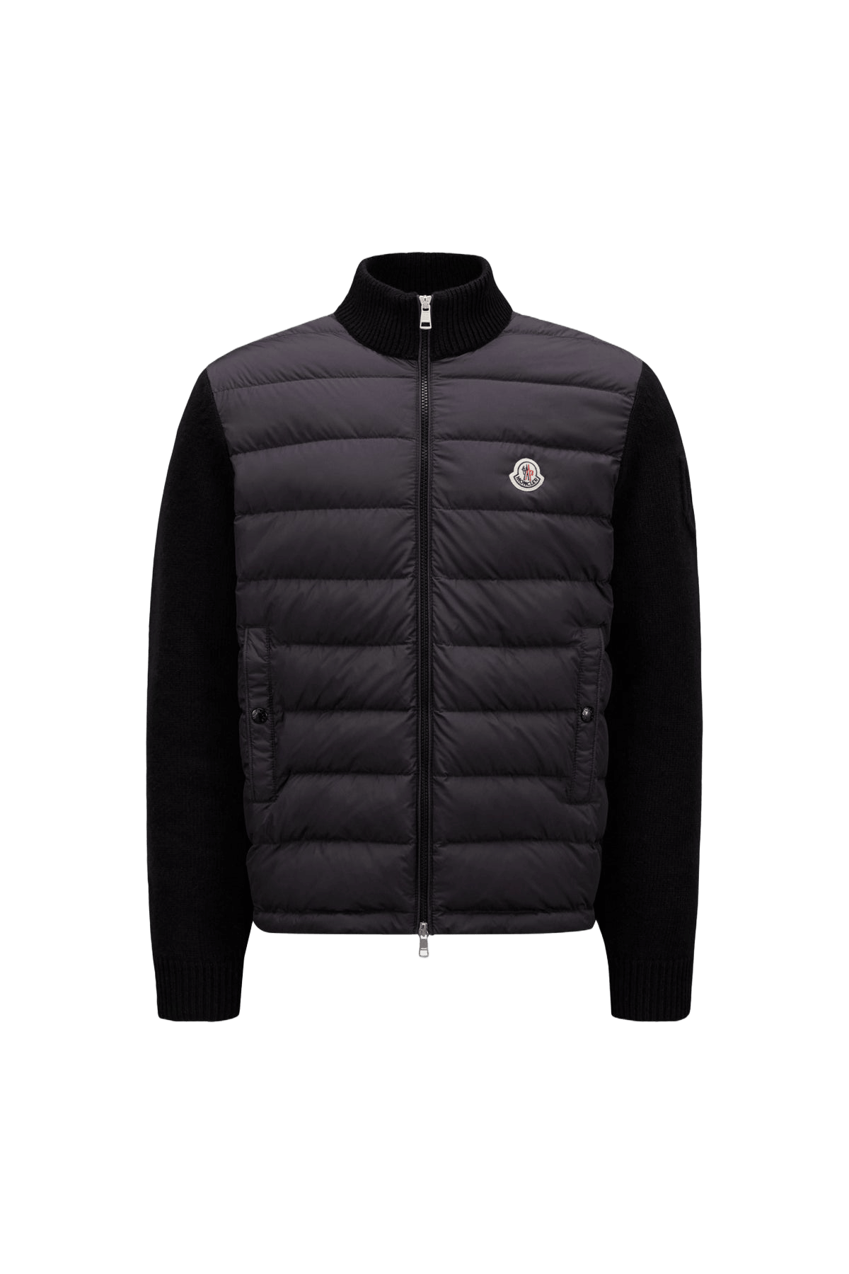 Moncler Quilted Down Mixed Media Cardigan