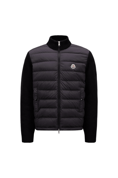 Moncler Quilted Down Mixed Media Cardigan