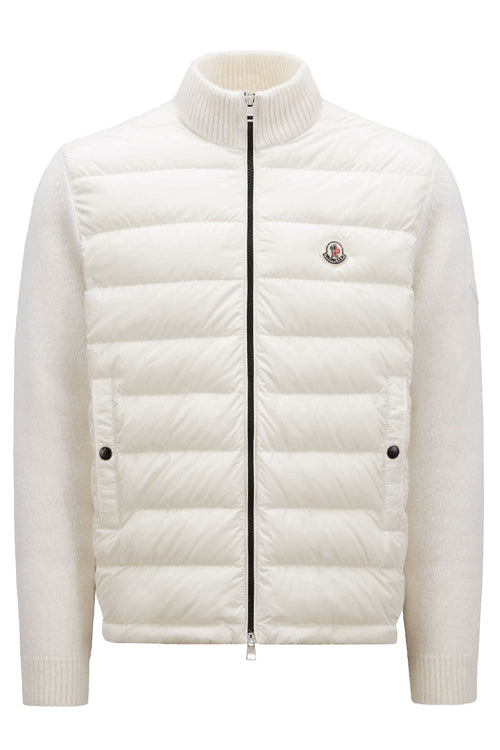 Moncler Quilted Down Mixed Media Cardigan