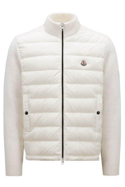 Moncler Quilted Down Mixed Media Cardigan