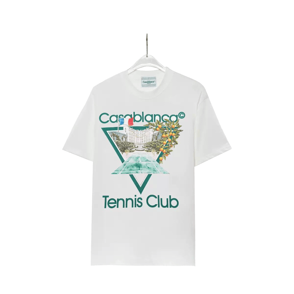 Casablanca Tennis Club T-Shirt  features a signature triangular graphic print