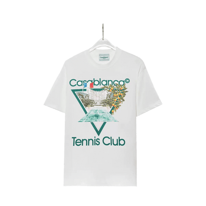 Casablanca Tennis Club T-Shirt  features a signature triangular graphic print