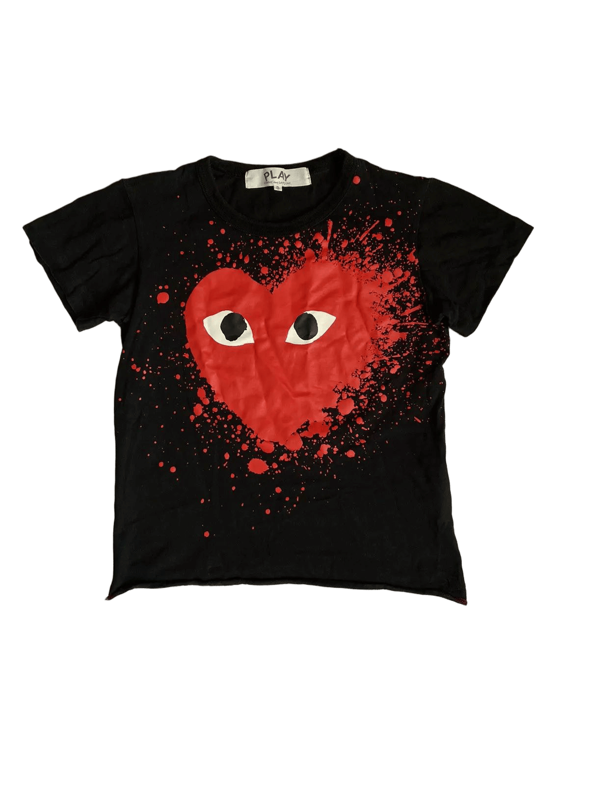 Comme des Garçons Play t-shirt featuring a heart splatter graphic