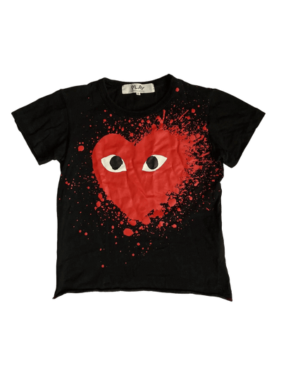 Comme des Garçons Play t-shirt featuring a heart splatter graphic