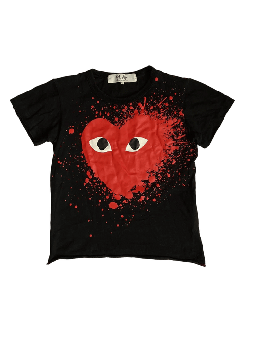 Comme des Garçons Play t-shirt featuring a heart splatter graphic