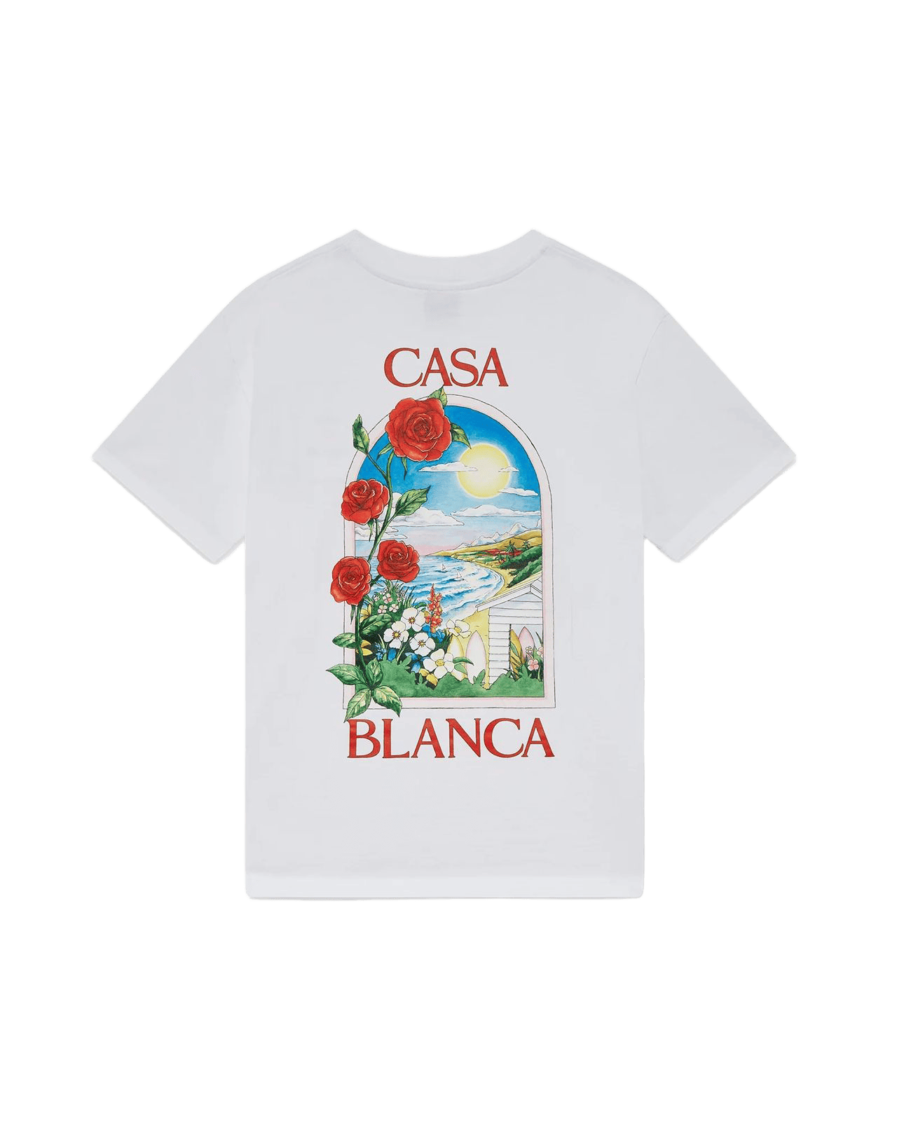 Casablanca LA Days t-shirt framed by roses and an archway