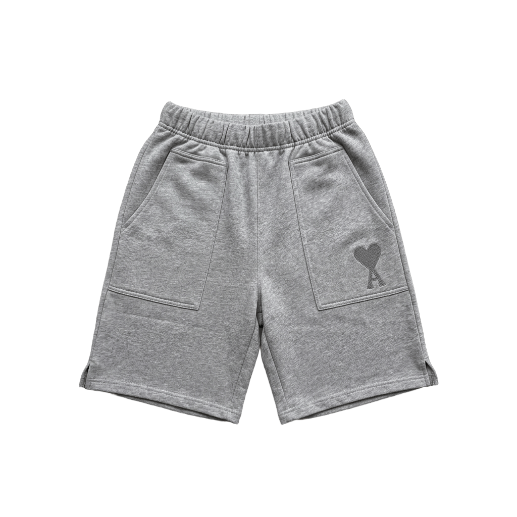 AMI Paris logo-embroidered mélange shorts
