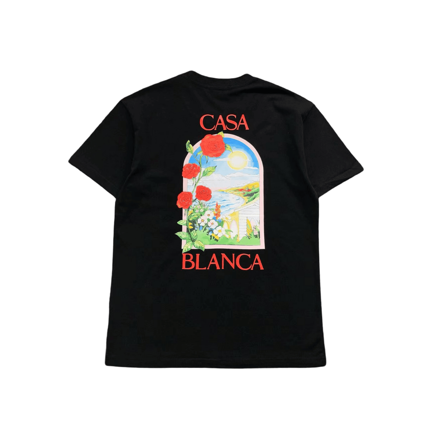 Casablanca LA Days t-shirt framed by roses and an archway