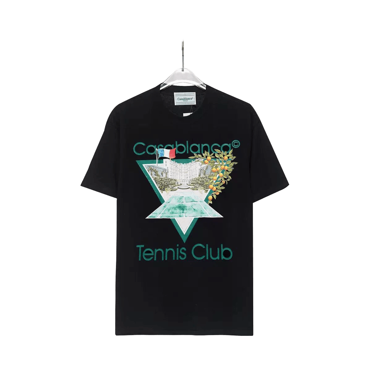 Casablanca Tennis Club T-Shirt  features a signature triangular graphic print