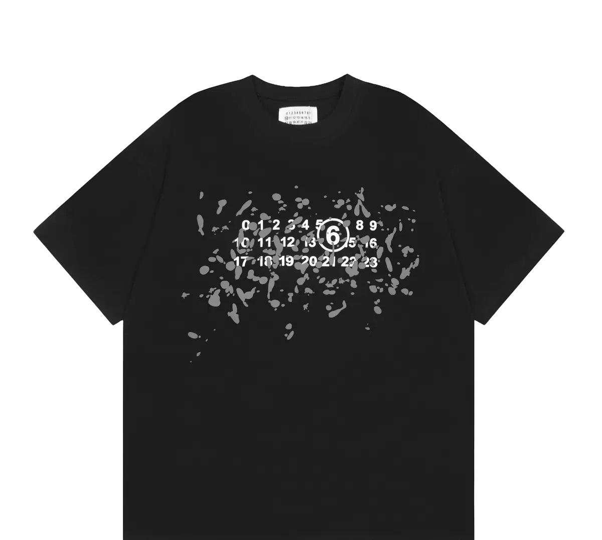 Mm6 T-shirt featuring a numbered motif and graphic print