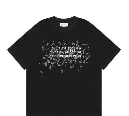 Mm6 T-shirt featuring a numbered motif and graphic print