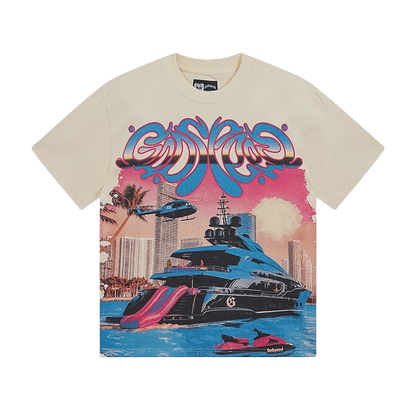 Godspeed Sunset Beach Yacht print t-shirt