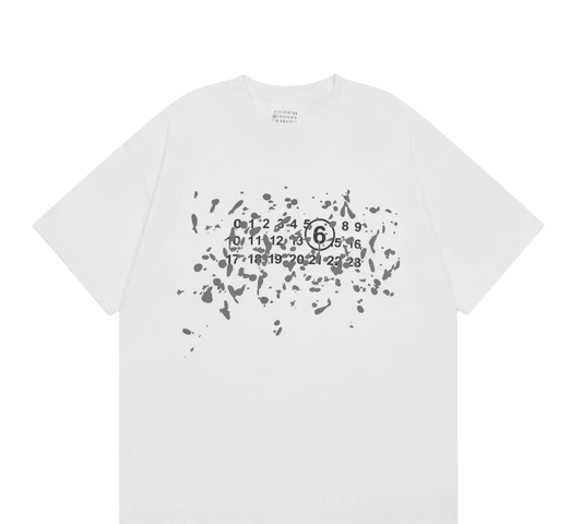 Mm6 T-shirt featuring a numbered motif and graphic print