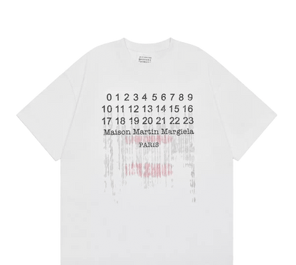 mm t-shirt featuring a pixelated version of the brand's numeric logo