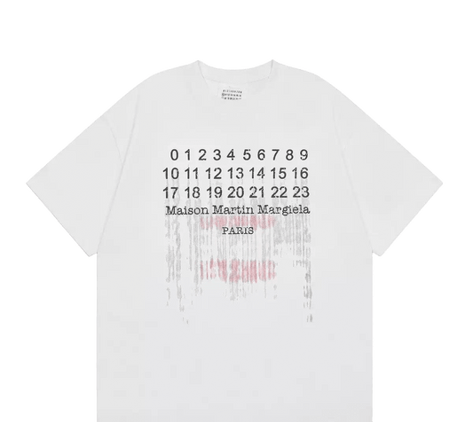 mm t-shirt featuring a pixelated version of the brand's numeric logo
