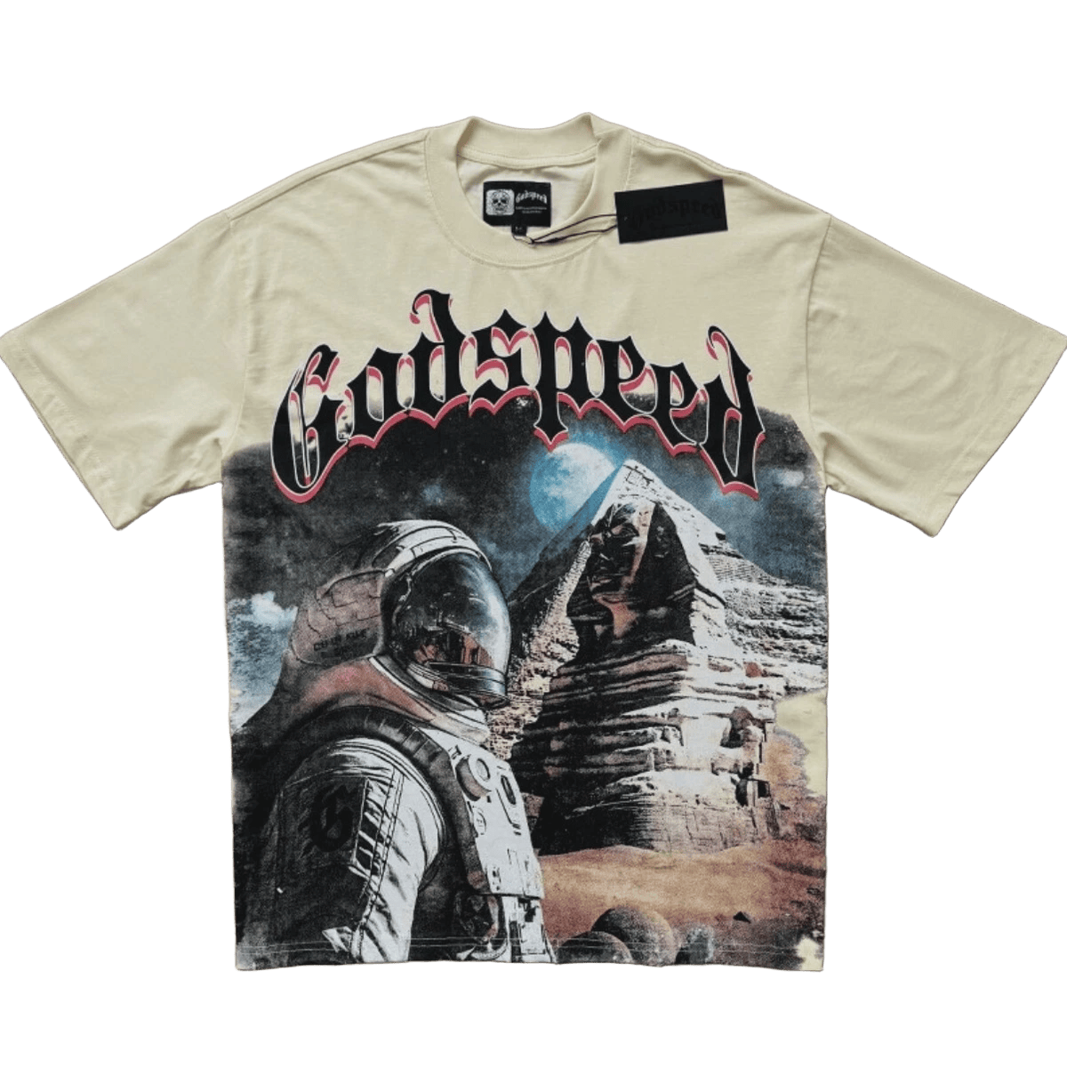 Godspeed t-shirt astronaut and pyramid design