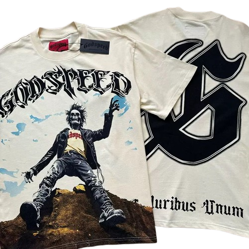 Godspeedpunk rocker skeleton design t-shirt