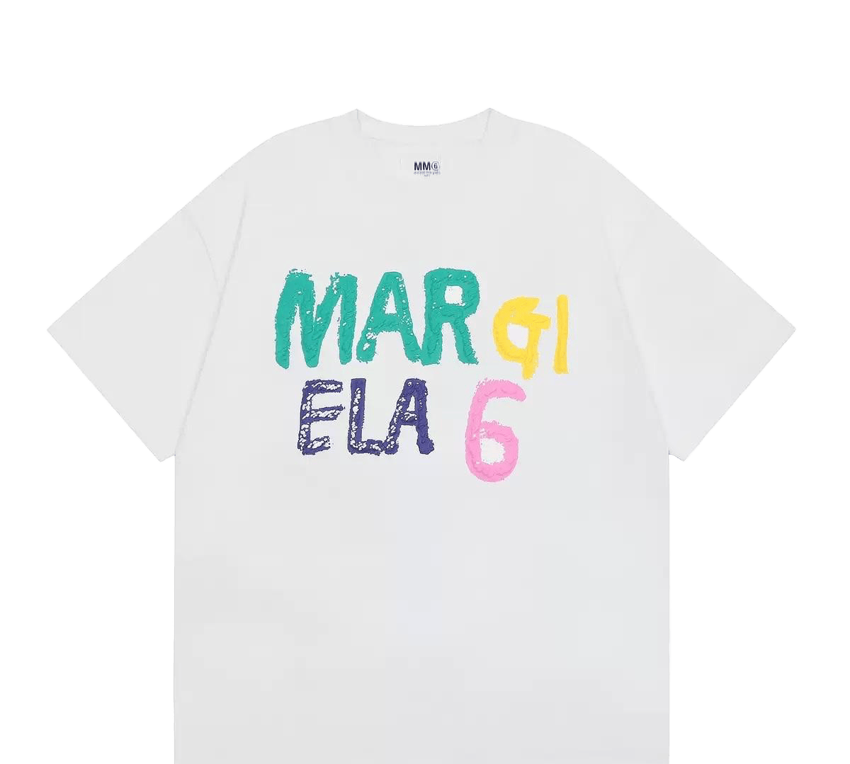 Maison Margiela jersey t-shirt featuring a colorful printed design