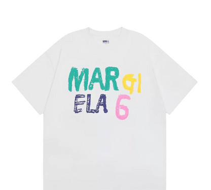 Maison Margiela jersey t-shirt featuring a colorful printed design