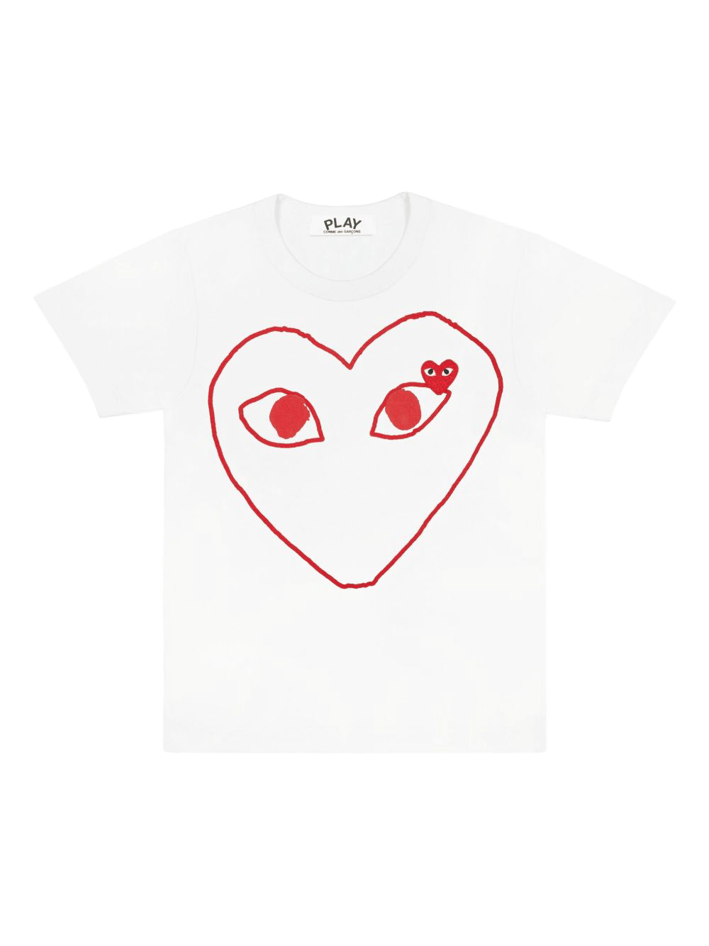 Commedes Garçons PLAY cotton t-shirt featuring a large outline of an heart