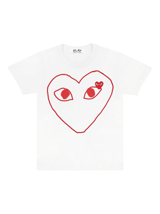 Commedes Garçons PLAY cotton t-shirt featuring a large outline of an heart