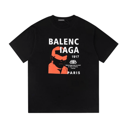 Balenciaga T-shirt featuring a distinct graphic of a person in orange