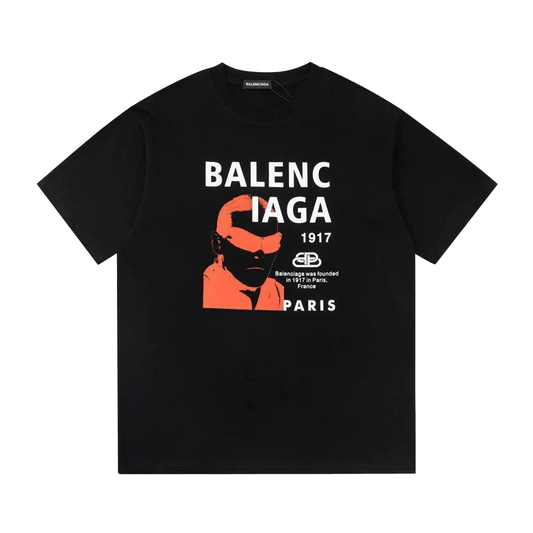 Balenciaga T-shirt featuring a distinct graphic of a person in orange