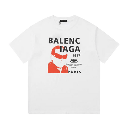 Balenciaga T-shirt featuring a distinct graphic of a person in orange