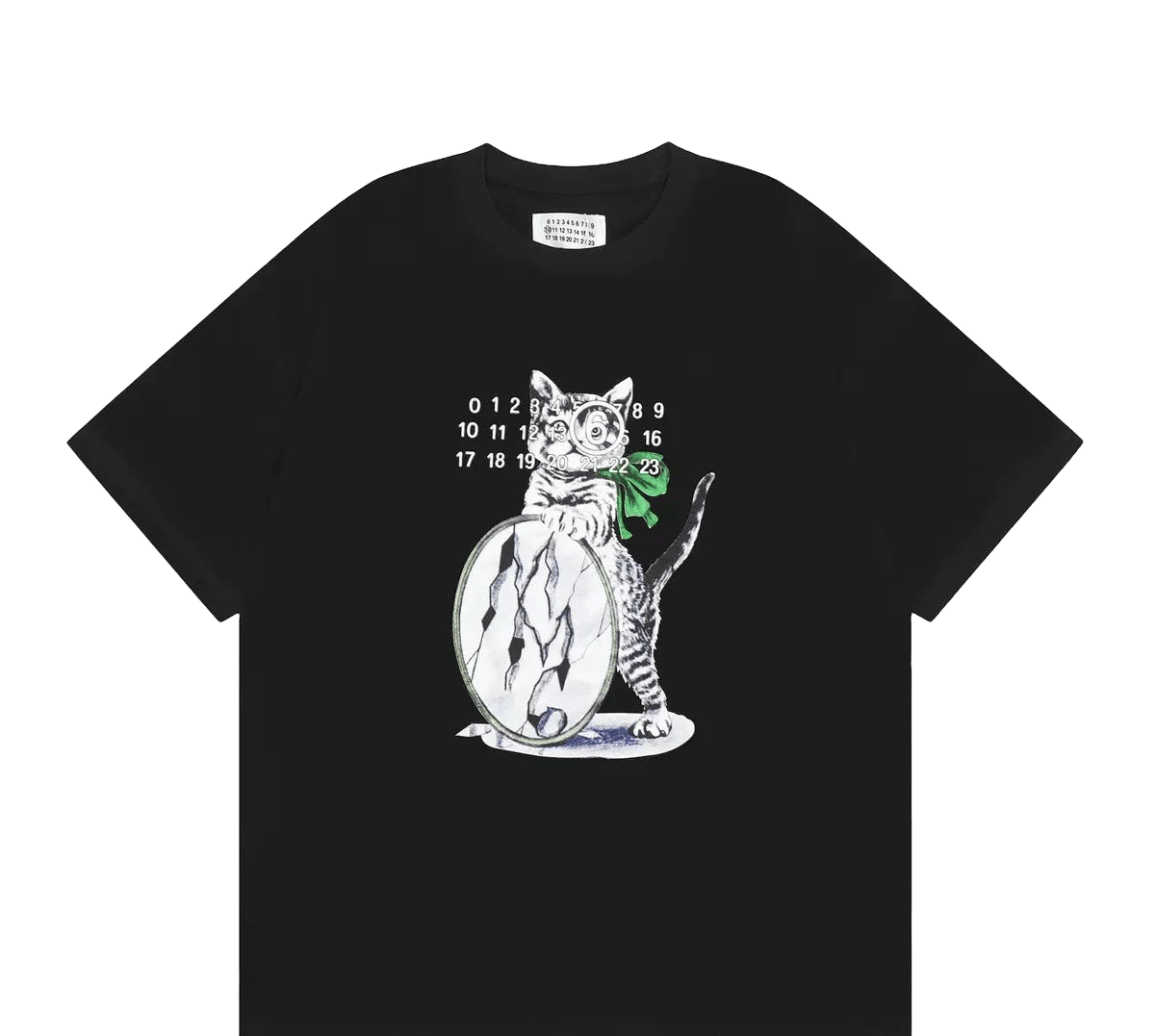Maison Margiela jersey featuring a graphic print of a cat with a glittered