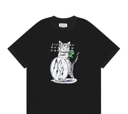 Maison Margiela jersey featuring a graphic print of a cat with a glittered