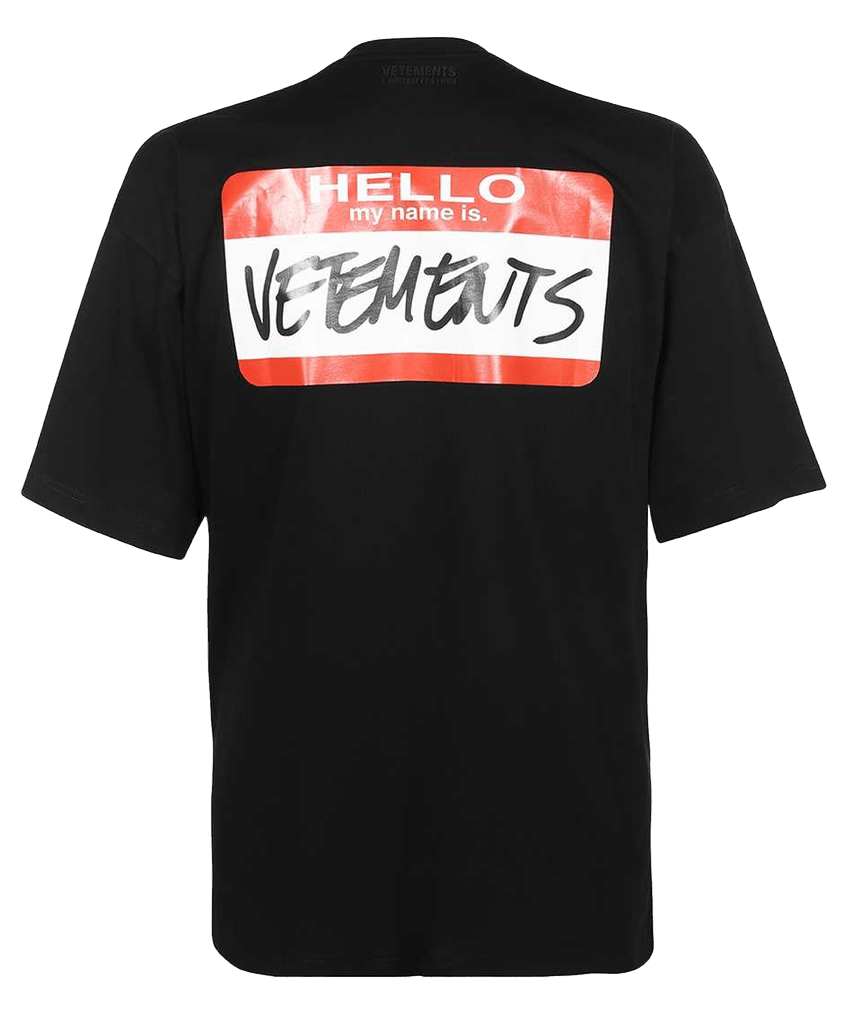 Balenciaga Vetements 'Hello My Name Is' t-shirt.