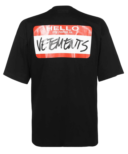 Balenciaga Vetements 'Hello My Name Is' t-shirt.