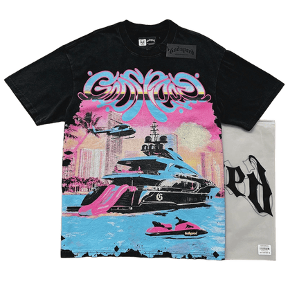 Godspeed Sunset Beach Yacht print t-shirt