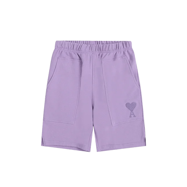 AMI Paris logo-embroidered mélange shorts